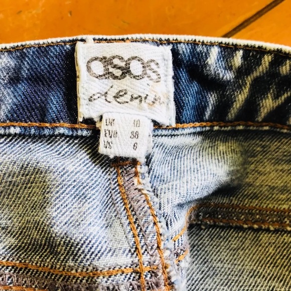 ASOS Blue Acid Wash High Waist Shorts Women Size 6 - Picture 5 of 5